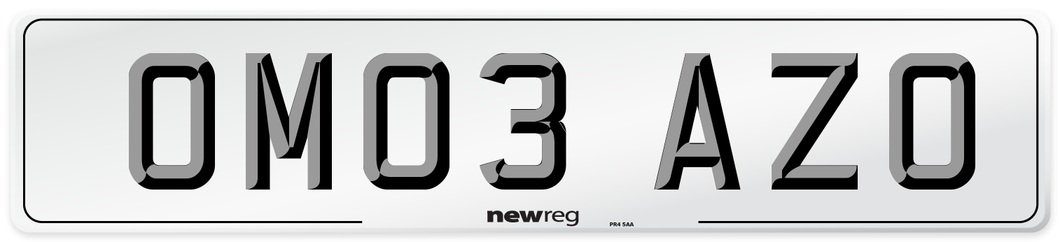 OM03 AZO Number Plate from New Reg